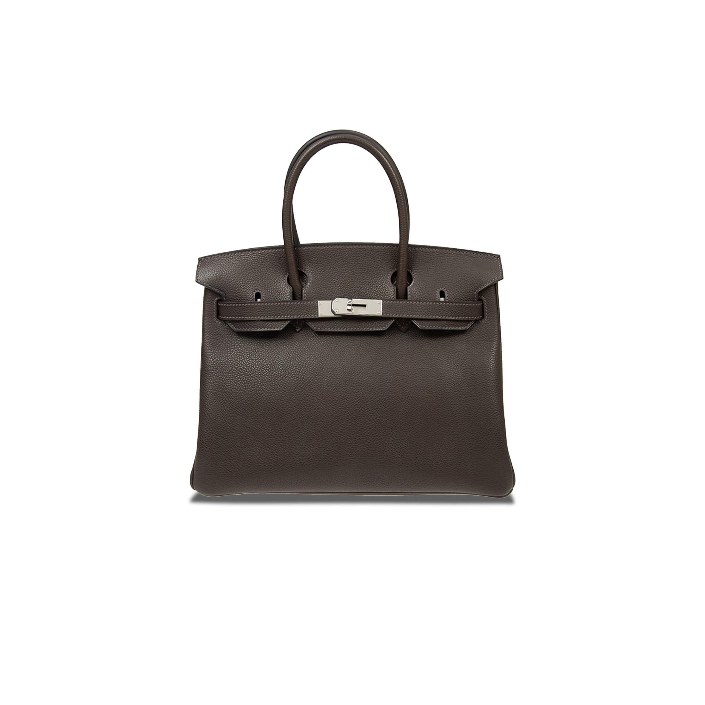H**mes master birkin 30 chevre leather ebony silver buckle bag h028369cc36 (30*23*15cm)